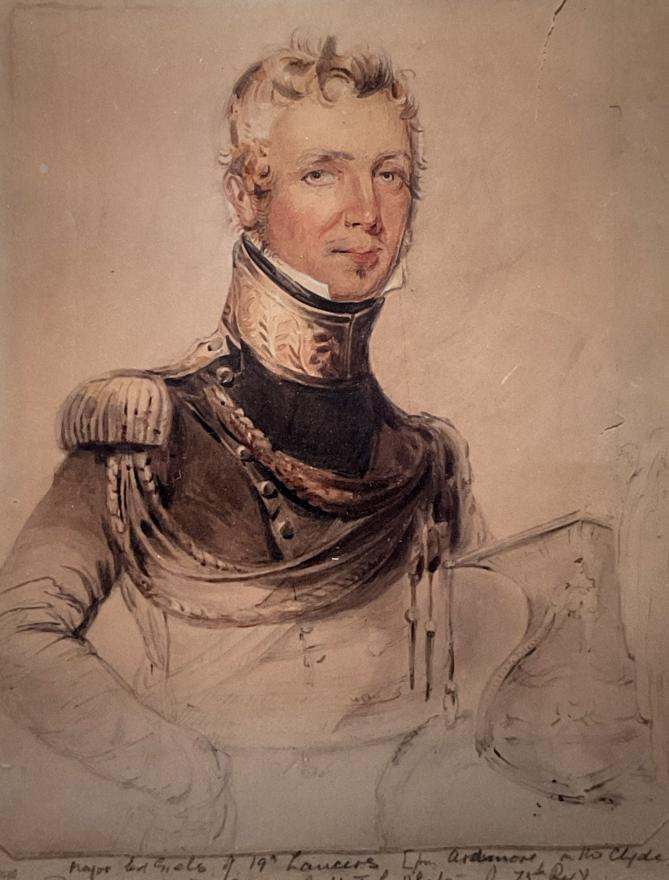 Watercolour portrait of man in uniform