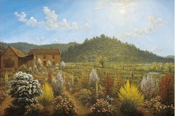 Painting of house and garden