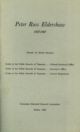 Guide to the Public Records Office: Peter Ross Eldershaw by Robert Sharman